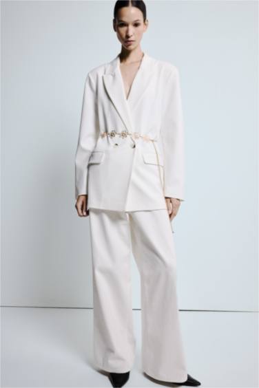 Kadın Gold Çiçek Temalı Metal Zincir Kemer