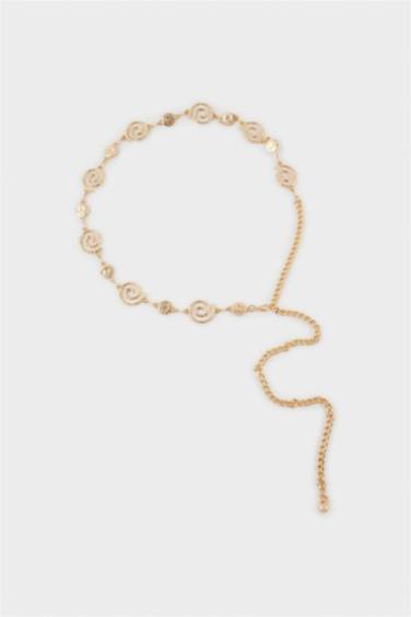 Kadın Gold Sarmal Temalı Metal Zincir Kemer