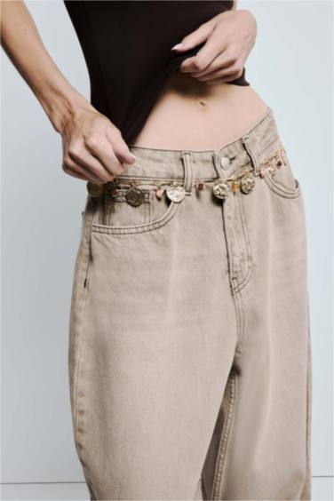 Kadın Gold Sallantılı Metal Zincir Kemer