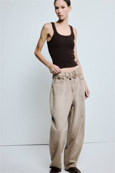 Kadın Gold Sallantılı Metal Zincir Kemer