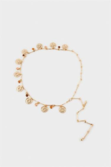 Kadın Gold Sallantılı Metal Zincir Kemer