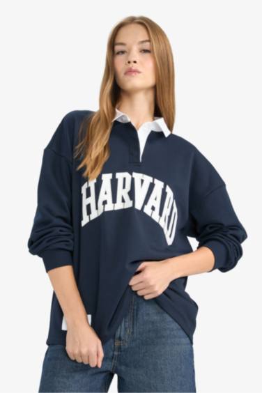 Oversize Fit Harvard University Licensed Long Sleeve Sweatshirt
