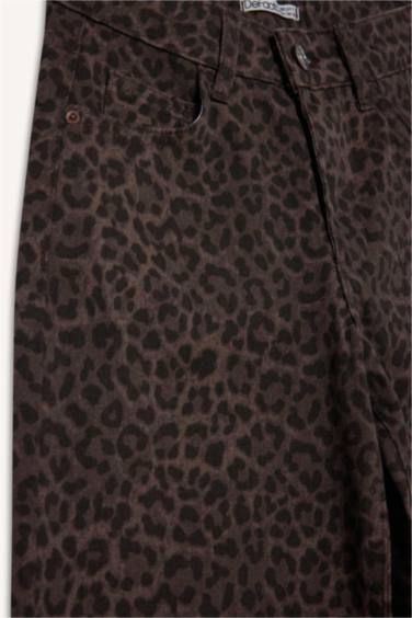 Kız Çocuk Flare Fit Leopar Desenli İspanyol Paça Pantolon