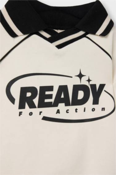 Erkek Bebek Hakim Yaka Baskılı Sweatshirt