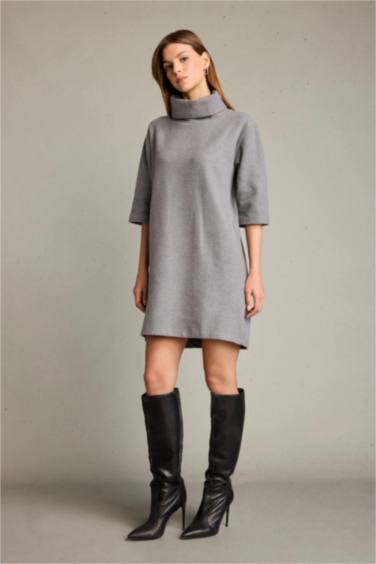 Balıkçı Yaka Yarım Kollu Mini Elbise