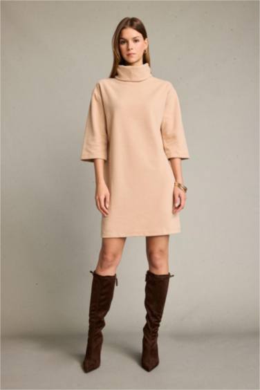 Balıkçı Yaka Yarım Kollu Mini Elbise