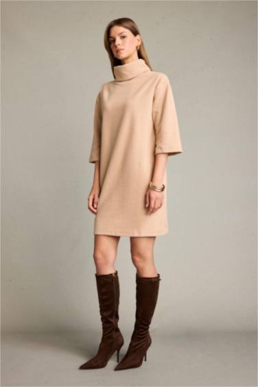 Balıkçı Yaka Yarım Kollu Mini Elbise