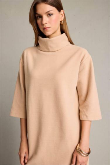 Balıkçı Yaka Yarım Kollu Mini Elbise