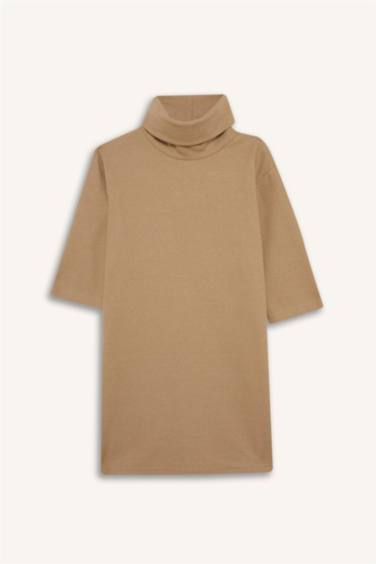 Balıkçı Yaka Yarım Kollu Mini Elbise