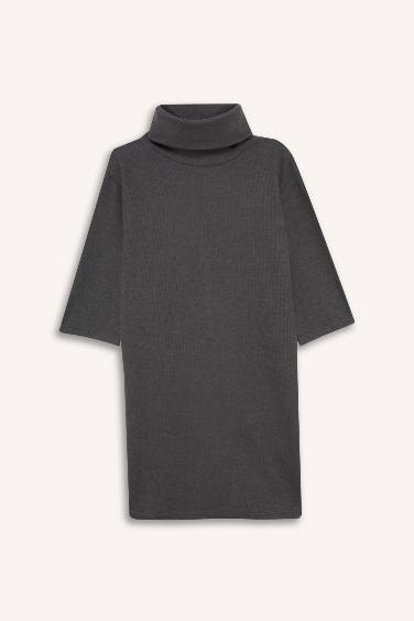 Balıkçı Yaka Yarım Kollu Mini Elbise