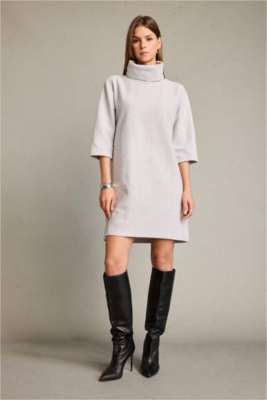 Balıkçı Yaka Yarım Kollu Mini Elbise