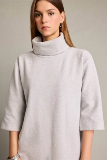 Balıkçı Yaka Yarım Kollu Mini Elbise