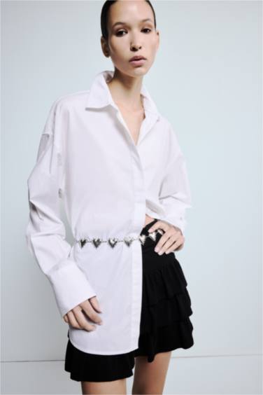 Kadın Silver Kalp Temalı Metal Zincir Kemer