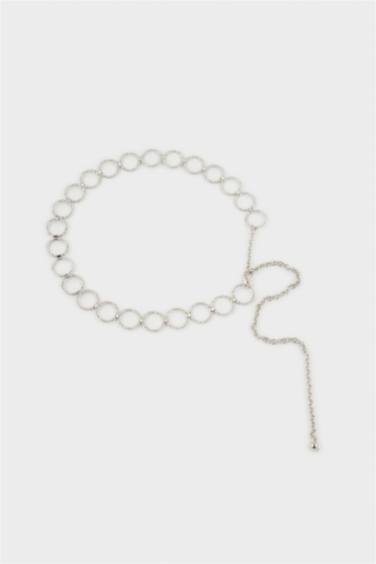 Kadın Silver Yuvarlak Metal Zincir Kemer