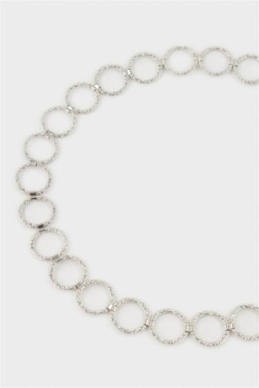 Kadın Silver Yuvarlak Metal Zincir Kemer