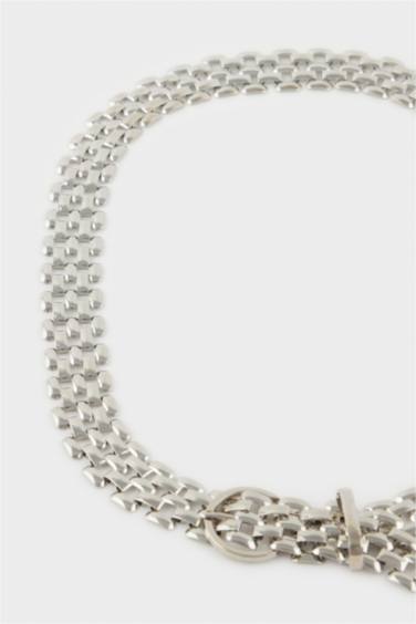 Kadın Silver İki Sıralı Metal Zincir Kemer