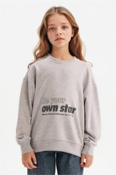 Қыздарға релакс пішімі дөңгелек жаға Свитер