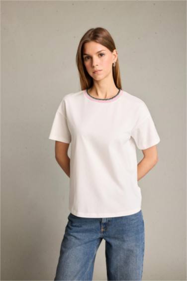 Bisiklet Yaka Kısa Kollu Tişört