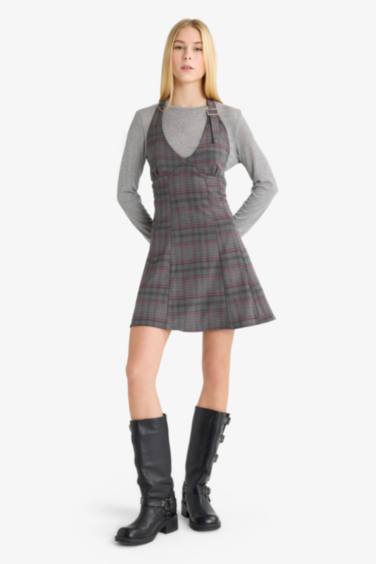 Halter Collar Plaid Mini Dress