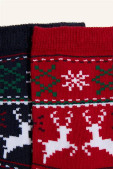 Kız Çocuk Yılbaşı Temalı 2'li Pamuklu Uzun Çorap