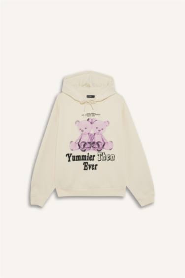 Coool Oversize Geniş Kalıp Kapüşonlu Baskılı KSweatshirt