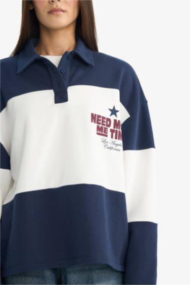 سويت شيرت قماس سميك قصة عادية وياخة بولو