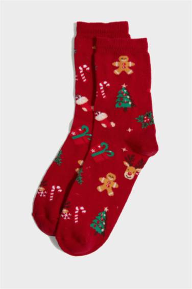 Lot de 2 Chaussettes de Noël longues en coton pour femme