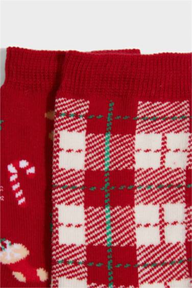 Lot de 2 Chaussettes de Noël longues en coton pour femme