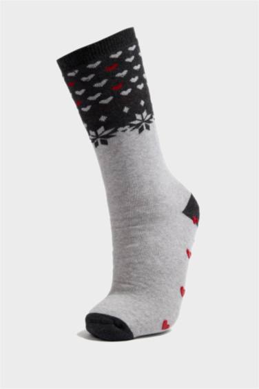 Kadın Yılbaşı Temalı 2'li Pamuklu Uzun Çorap