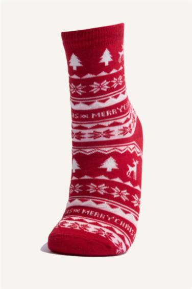 Kız Çocuk Kutulu Yılbaşı Temalı 2'li Pamuklu Uzun Çorap