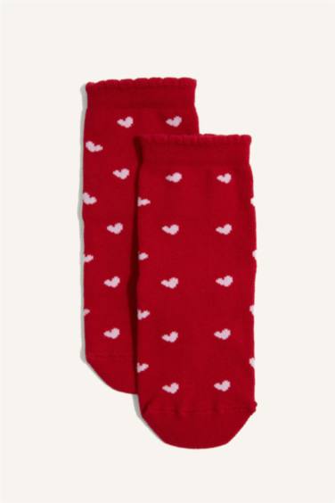 Kız Bebek Yılbaşı Temalı Dikişsiz 2'li Pamuklu Uzun Çorap