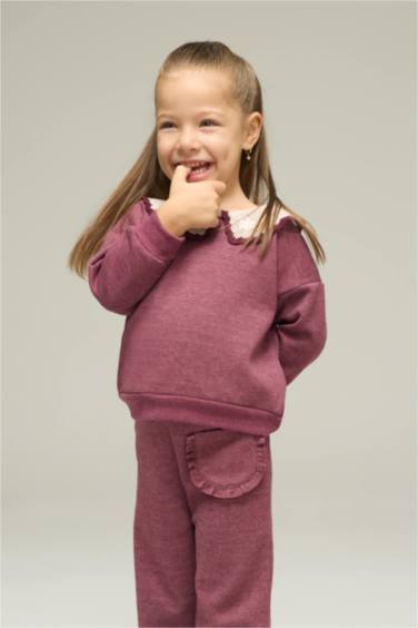 Kız Bebek Büyük Yaka Nakışlı Sweatshirt