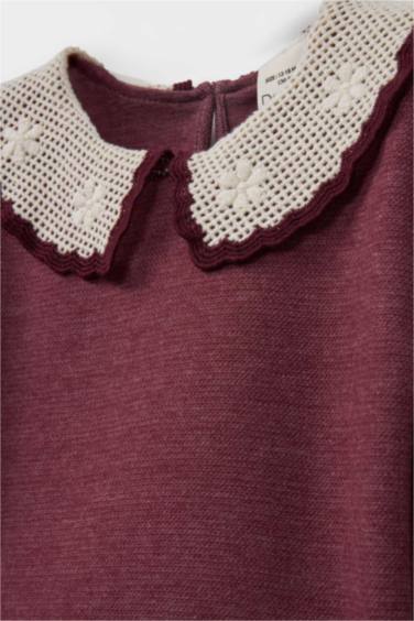 Kız Bebek Büyük Yaka Nakışlı Sweatshirt