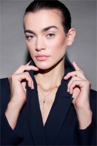 Reis X DeFacto Mavi Taşlı Gold Kolye Küpe Set