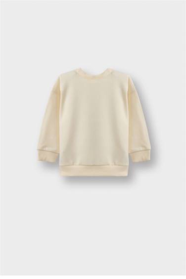 Erkek Bebek Bisiklet Yaka Baskılı İçi Yumuşak Tüylü 2'li Sweatshirt