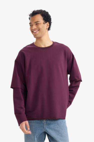 Boxy Fit Bisiklet Yaka Sırt Baskılı Sweatshirt