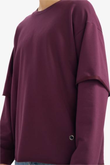 Boxy Fit Bisiklet Yaka Sırt Baskılı Sweatshirt