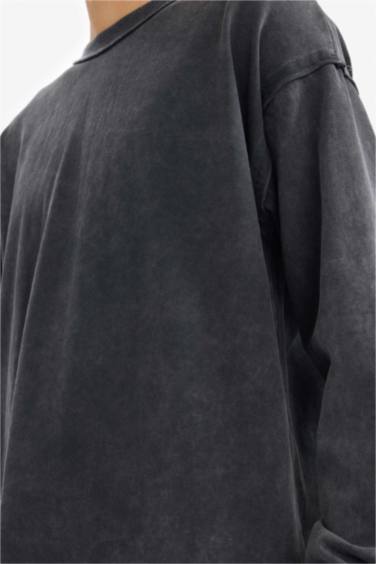 Boxy Fit Bisiklet Yaka Baskılı Sweatshirt