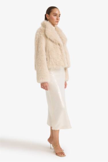 A Kesim Normal Bel Payetli Kumaş Etek