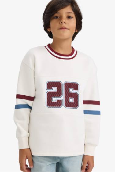 سويت شيرت ولادي قصة عادية بياخة V وبطانة ناعمة