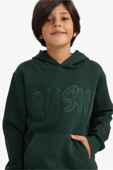 سويت شيرت ولادي اوفر سايز بطبعة شعار وبطانة ناعمة