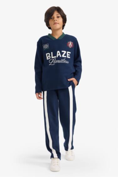 Erkek Çocuk 2'li Takım Baskılı Sweatshirt Eşofman Altı