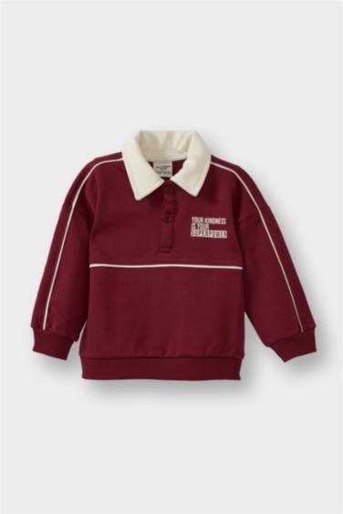 Erkek Bebek Gömlek Yaka Baskılı Sweatshirt