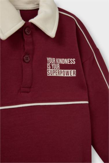 Erkek Bebek Gömlek Yaka Baskılı Sweatshirt