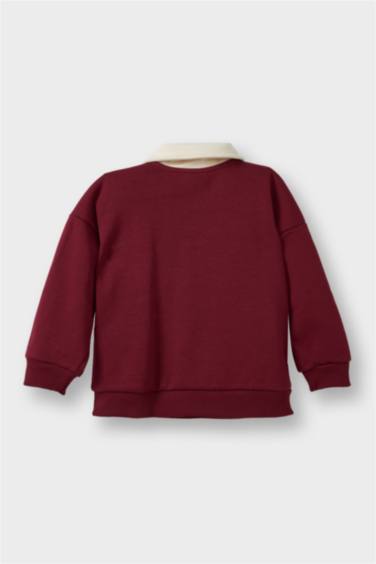 Erkek Bebek Gömlek Yaka Baskılı Sweatshirt