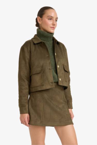 Gömlek Yaka Düğmeli Süet Ceket