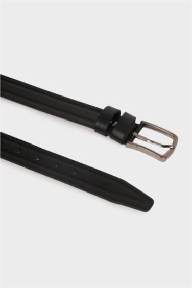 Erkek Dikdörtgen Toka Suni Deri Klasik Kemer