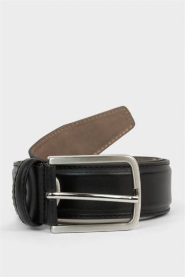 Erkek Dikdörtgen Toka Suni Deri Klasik Kemer