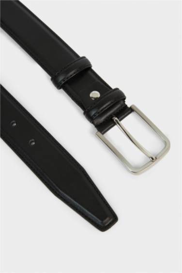 Erkek Dikdörtgen Toka Suni Deri Klasik Kemer