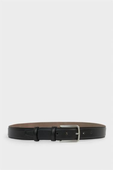 Erkek Dikdörtgen Toka Suni Deri Klasik Kemer